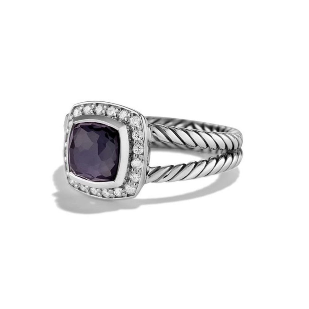 David Yurman Silver and Purple Cable Ring with Amethyst
